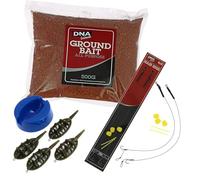 DNA Leisure Carp Fishing Starter Kit with Groundbait, Method Feeders, Hair Rigs & Fake Corn - Complete Carp Fishing Tackle Set (No Bucket)