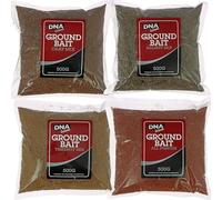 DNA Leisure Fishing Groundbait Bundle 4 x 500g Carp, Halibut, Tigernut & All Purpose Mix, Coarse Fishing Bait for Method Feeder, Float & Carp Fishing