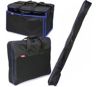 DNA Leisure Fishing Match Luggage Set 3 Piece, Black & Blue Rod Holdall, Carryall and Keepnet Bag, Coarse Fishing Tackle Storage Bags with Shoulder Strap and Carry Handles