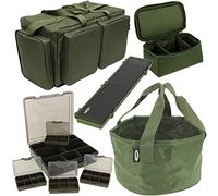 DNA Leisure Large Carryall Bag with Tackle Bit Boxes Stiff Rig Wallet Groundbait Bowl Sinkers Bag Carp Fishing