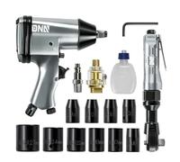 DNA MOTORING 17Pc Air Tool Kit 1/2-Inch Pneumatic Air Impact & Ratchet Wrench Kit Torque Wrench for Repairs, w/Case, Sliver/Black, TOOLS-00530