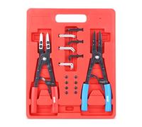 DNA MOTORING 2pc 10 in Heavy Duty Multi Angle Internal External Spring Ratchet Circlip Plier for Ring Remover Retaining Snap Ring Plier Set, W/Case, Tools-00533