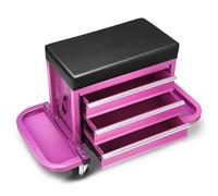 DNA MOTORING 3-Drawer Tool Chest Rolling Mechanic Seat with Tool Trays,350lbs Max Weight Capacity, Purple, TOOLS-00261-PR