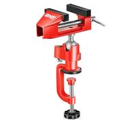 DNA MOTORING 3" Jaw Width Vise Universal Table Vice with Drill Clamp, 360 Swivel Bench for Welding, Framing, Drilling, Woodworking, TOOLS-00545