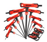 DNA MOTORING 8pcs T-Handle Hex Key Set Long Short Handle, SAE Metric Allen Wrench Set for Automobile Repair, Factory Machinery, Equipment Maintenance, W/Case, Red, TOOLS-00552