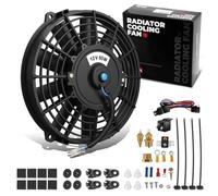 DNA MOTORING 9Inch Electric Radiator Cooling Fan Thermostat Wiring Switch Relay Kit, Universal High Performance Slim Fan Push Pull Electric Radiator with Mount Kit, RAF-9+SW-KIT