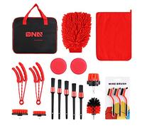 DNA MOTORING Car Detailing Brush Cleaning Tools Set with Carry Bag for Auto Interior & Exterior Wheel Dashboard Vent, Red,TOOLS-00278
