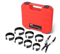 DNA MOTORING Engine Piston Ring Compressor Set with Compression Pliers and 7 Piston Rings (2-7/8" - 4-5/8") - for Car, Truck, and Motorcycle Installation and Removal Kit, TOOLS-00537