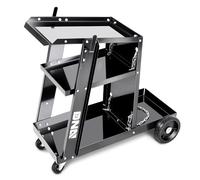 DNA MOTORING Heavy-Duty 3 Layers Larger Storage 360° Swivel Wheels and Storge Safety Chains Welding Cart,Black TOOLS-00464