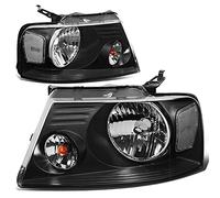 DNA MOTORING HL-OH-F1504-BK-CL1 Black Housing Headlights Replacement Compatible with 04-08 F-150/06-08 Mark LT