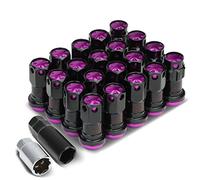 DNA MOTORING LN-ZTL-9016-125-PP 16Pcs M12 x 1.25 Closed End Wheel Lug Nuts + 4Pcs Lock Nuts + Key + Extension Adapter, 22mm OD/45mm Height, Purple Accents/Black Body
