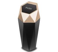 DNA MOTORING Mini Car Auto Trash Can with Removable Lid, Leakproof Mini Garbage Bin for Automotive Home Office,Black/Gold,ZTL-OD-01-GD