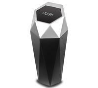 DNA MOTORING Mini Car Auto Trash Can with Removable Lid, Leakproof Mini Garbage Bin for Automotive Home Office,Black/Silver,ZTL-OD-01-SL