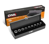 DNA Motoring TOOLS-00133 9 Pieces 1/2-Inch Drive External Torx Socket Set - E10, E11, E12, E14, E16, E18, E20, E22, E24, w/Tin Carrying Case