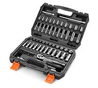 DNA MOTORING TOOLS-00144 72-Piece 1/4" Drive Socket Set with Ratchets, Adapters, Extensions - 4mm -14mm, 5/32 Inch- 9/16 Inch, Cr-V