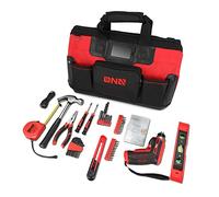 DNA MOTORING TOOLS-00208 Home Repairing Tool Set - 44-Pieces Tool Kit w/Wide Mouth Opening Canvas Storage Bag, Red