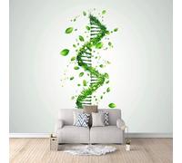 DNA Wallpaper Murals Green Leaves, Creative DNA Photo Wallpaper 450 × 315 cm / 177.1" × 124" Non-woven 3D Wall Mural Decoration Poster for Bedroom Living Room TV Backdrop Wall