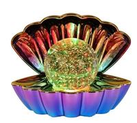 Dnaaz Opal Gold Metallic-Col.Ch'g Clam wt Glitter Pearl Sea Shell LED Colour Changing Lamp