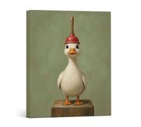 DNALWND Funny Duck with Plunger Wall Art, Whimsical Animal Bathroom Decor