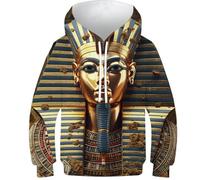 DNAVSOETR 3D Print Egyptian Pharaoh Hoodies Boys Girls Sweatshirt Hoodies Kids Jumper Long Sleeve 6-7Y