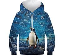 DNAVSOETR 3D Print Penguin Hoodie Teen Girl Boy Sportswear Hoodies Kids Jumper Long Sleeve 7-9Y