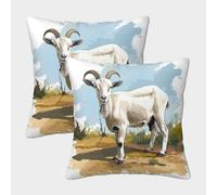 DNAVSOETR 3D Printed Goat Throw Pillow Covers Modern Square Throw Pillow Decorative Super Soft Pack of 2 for Home Couch Sofa Decorative, Gifts 40x40cm