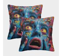 DNAVSOETR 3D Printed Graffiti Throw Pillow Covers Modern Square Cushion Cover Garden Cushion Super Soft Pack of 2 for Sofa Couch Bed 40x40cm
