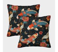 DNAVSOETR 3D Printed Koi Carp Square Pillowcases Pillow Case Cushion Decorative Super Soft Pack of 2 for Home Couch Sofa Decorative, Gifts 50x50cm