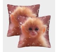 DNAVSOETR 3D Printed Monkey Throw Pillow Covers Square Throw Pillow Decorative Super Soft Pack of 2 Home Decor for Sofa Bedroom 50x50cm