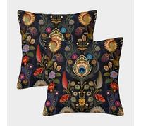 DNAVSOETR 3D Printed Peacock Feather Square Pillowcases Square Throw Pillow Garden Cushion Super Soft Pack of 2 for Sofa Couch Bed 40x40cm