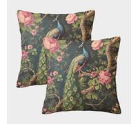 DNAVSOETR 3D Printed Peacock Square Pillowcases Pillow Case Cushion Garden Cushion Super Soft Pack of 2 for Home Couch Sofa Decorative, Gifts 40x40cm