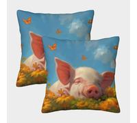 DNAVSOETR 3D Printed Piglet Square Pillowcases Pillow Case Cushion Decorative Super Soft Pack of 2 for Patio,Couch, Tent, Balcony And Sofa 45x45cm