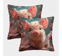 DNAVSOETR 3D Printed Piglet Throw Pillow Covers Throw Pillow Case Decorative Super Soft Pack of 2 for Home Couch Sofa Decorative, Gifts 45x45cm