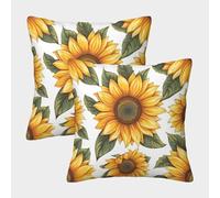 DNAVSOETR 3D Printed Sunflower Throw Pillow Covers Plant Throw Pillow Case Decorative Super Soft Pack of 2 for Sofa Couch Bed 45x45cm