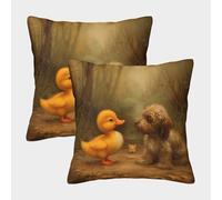 DNAVSOETR 3D Printed Yellow Duck Square Pillowcases Throw Pillow Case Decorative Super Soft Pack of 2 for Sofa Couch Bed 45x45cm
