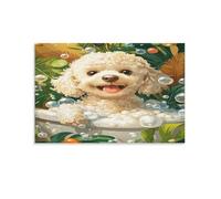 DNAVSOETR Bichon Frise Poster Artwork Canvas Prints Picture Modern Canvas Wall Art Picture Wall Hanging for Dining Room Kitchen Home Office Decor 08x12inch(20x30cm)