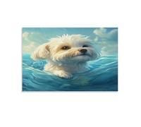 DNAVSOETR Bichon Frise Poster Artwork Giclee Canvas Prints Modern Canvas Wall Art Picture Wall Hanging for Dining Room Kitchen Home Office Decor 08x12inch(20x30cm)