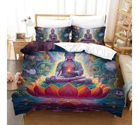 DNAVSOETR Buddha Statue 3D Printed Quilt Cover 3 Pieces Bedding Set Soft Microfiber with Zipper Closure，Pillowcases for Teens And Adults Double（200x200cm）