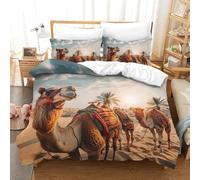 DNAVSOETR Camel 3D Printed Duvet Cover Microfibre Soft Quilt Covers Bedding Sets with Pillowcase Easy Care Comforter Cover Hidden Zipper for Kids Boys Girls Double（200x200cm）