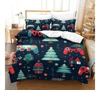 DNAVSOETR Christmas Tree 3D Printed Duvet Cover Set 3 Pieces Bedding Soft Microfiber with Zipper Closure，Pillowcases for Teens And Adults Double（200x200cm）