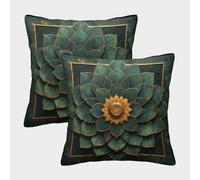 DNAVSOETR Green Leaves Cushion Covers Set of 2 Washable Plant Pillowcase Square Throw Pillow Cover with Invisible Zipper for Living Room, Sofa, Bedroom, Home & Hotel 45x45cm