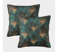 DNAVSOETR Green Leaves Cushion Covers Set of 2 Washable Plant Pillowcases Square Pillow Cover with Invisible Zipper for Home Sofa Bedroom Living Room Outdoor Garden Car 40x40cm