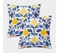 DNAVSOETR Lemon Tree Cushion Covers Set of 2 Washable Pillowcases Square Throw Pillow Cover with Invisible Zipper Car Outdoor Pillowcase for Home Bed Garden Decor 45x45cm