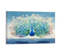DNAVSOETR Peacock Poster Artwork Canvas Prints Picture Modern Canvas Wall Art Picture Wall Hanging for Bedroom Living Room Decor 08x12inch(20x30cm)