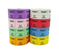 DNB 8000 Pairs Raffle Tickets - 8 Color Set of 1000 2 x 2 Inch 50/50 Double Roll Raffle Tickets - Pink/Red/White/Green/Blue/Yellow/Orange/Purple
