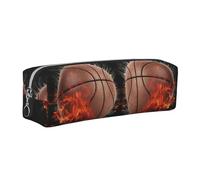 DNBCLEZK 3D Basketball Cute Leather Pencil Case,Premium Smooth Zipper Durable Metal Puller,Full-Print Designer Stationery Organizer for School Office