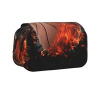 DNBCLEZK 3D Basketball Flip Top Double Layer Pencil Case,Full Print Oxford-Cloth Stationery Pouch with Zipper and Sticky Flap,Large Capacity Pencil Bag