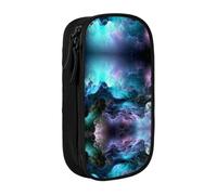 DNBCLEZK 3D Graphics Universe Space Double Layer Large Capacity Pencil Case,Print Polyester Oxford-Cloth Stationery Pouch with Multi Slots, Multi-Compartment Storage Bag