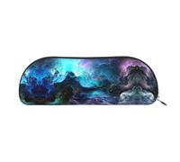 DNBCLEZK 3D Graphics Universe Space Semicircular Pencil Case, Full-Pattern Printed Pen Pouch, Premium PVC Cross-Grain Leather with Polyester Lining