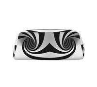 DNBCLEZK Abstract Circle Swirl Customizable Leather Zipper Pencil Case, Full-Print Design School and Office Stationery Holder (Personalized Pattern)